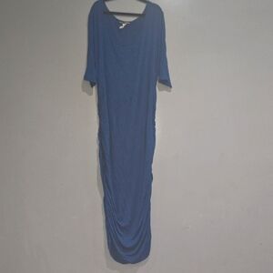 Casual Blue Maxi Dress with Dolman Sleeves